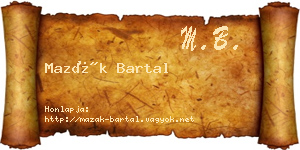 Mazák Bartal névjegykártya